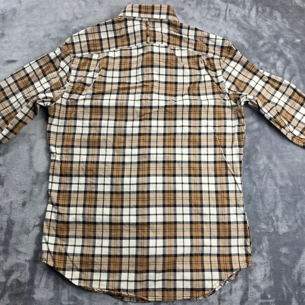 Banana Republic Button Down Shirt Mens S Brown Plaid Cotton Flannel Long Sleeve‎